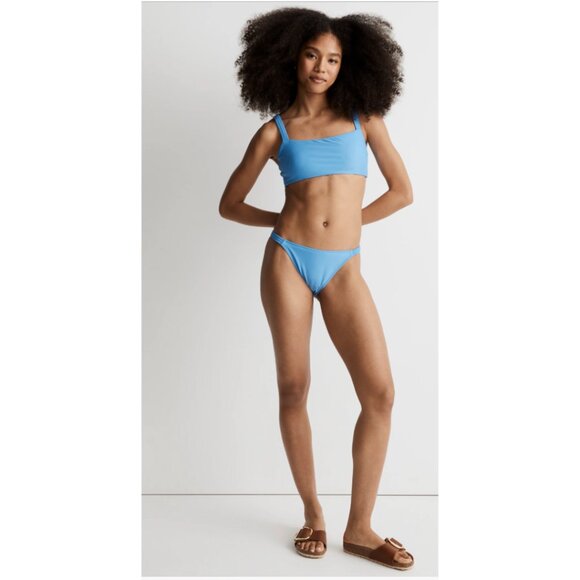 NWT Madewell Scrunchy Strap Mid-Rise Bikini Set Ornamental Blue | Size L - Picture 7 of 7